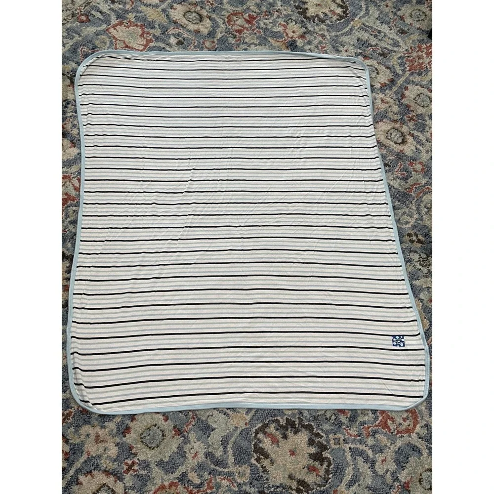 Kickee Pants Swaddle Blankets Bundle Boys Blue Striped Bamboo Stripe Sushi